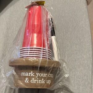 Mud Pie Red Cup Holder with Twine Tag